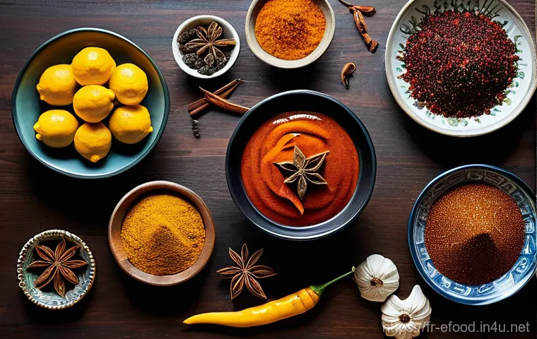 에스닉 푸드 브랜드 - **Prompt 1: A Culinary Journey of Discovery**
    "A vibrant, richly detailed flat lay showcasing a ...
