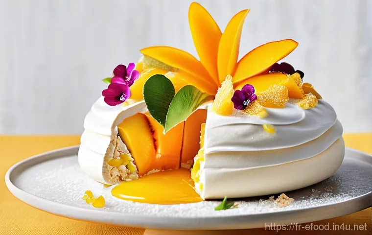 뉴질랜드 디저트 파블로바 - **Prompt: Elegant Autumnal Pavlova with Figs and Poached Pears**
    An elegant, autumnal Pavlova pr...