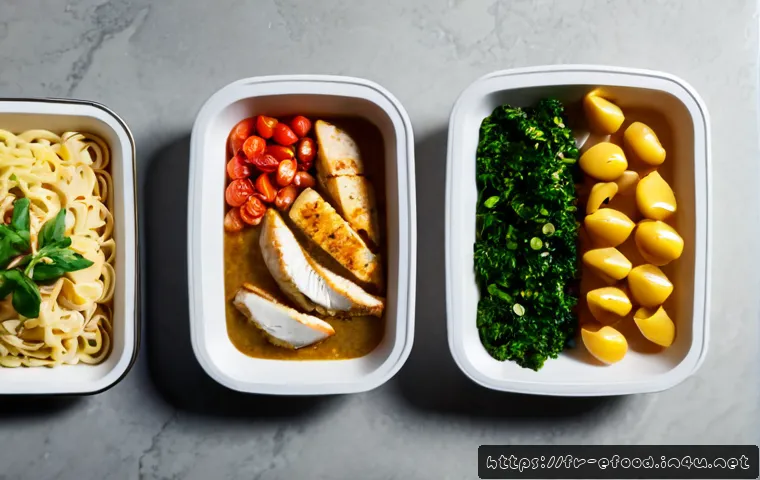 Home 17 푸드 밀키트 비교 - Photorealistic overhead comparison scene of two French-style meal kits arranged side by side on a cl...
